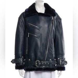 NWT REBECCA MINKOFF Faux Leather & Faux Fur Oversized Moto